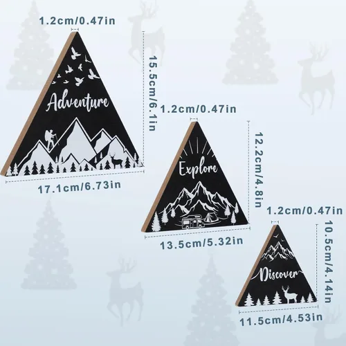 Miniatura 2 de Jetec Letrero de madera de montaña de 3 tamaños para cabaña, decoración de pared de montaña rústica, letrero de decoración de cabina de campamento