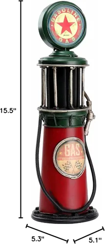 Miniatura 9 de Modelo de Bomba de Gasolina Decoración del Hogar Alcancía Estación de Gasolina de Metal Bomba de Gasolina Estatua Petroliana Estilo Antiguo