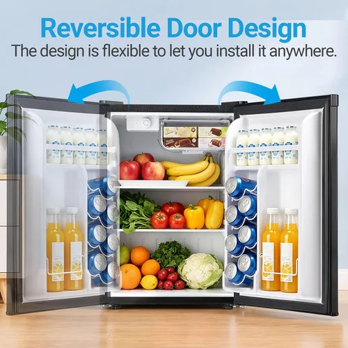 Miniatura 4 de Erivess Mini refrigerador de 2.6 pies cúbicos con congelador, refrigerador compacto de una sola puerta con 7 ajustes de temperatura ajustable, 2
