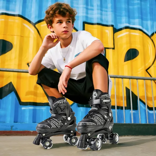 Miniatura 5 de SULIFEEL - Patines ajustables para niños para niños de 3-5, 5-8, 6-12 años con ruedas iluminadas ajustables de 4 tamaños, el mejor regalo para niños