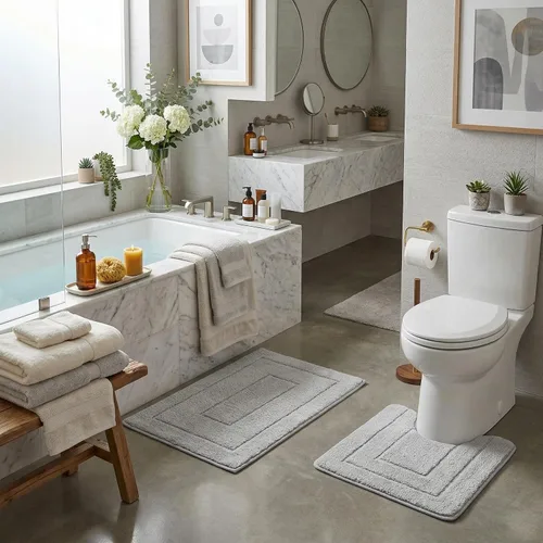 Miniatura 41 de GRANNY SAYS Juego de 2 alfombras de baño suaves para baño, alfombras de baño antideslizantes y lavables, alfombras de baño absorbentes para bañera
