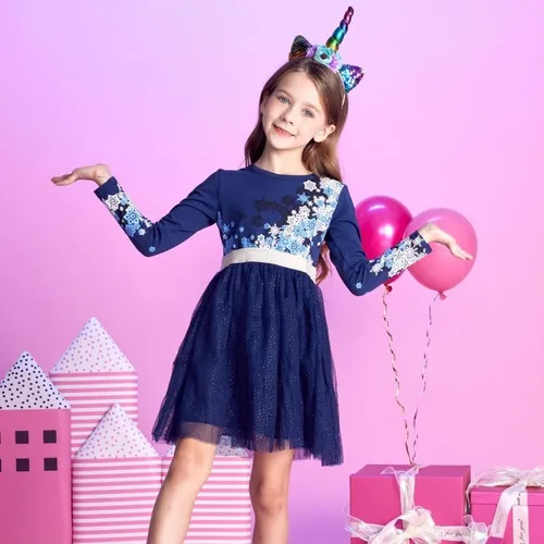 Miniatura 4 de VIKITA Vestidos de invierno de manga larga y tutú para niñas pequeñas de 3 a 7 años, vestido de fiesta y navidad para niñas