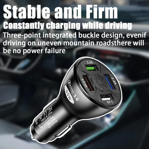 Miniatura 3 de Ankuee Cargador de coche USB, 4 puertos de 50 W con carga QC 3.0 súper rápida, adaptador de cargador USB para encendedor de cigarrillos, accesorios