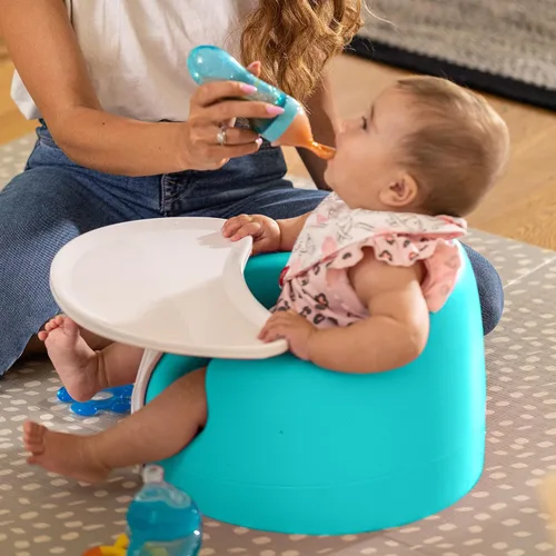 Miniatura 7 de Nuby My Floor Seat, cojín de espuma suave con arnés de seguridad y diseño de respaldo alto, para edades de 4 a 12 meses, aguamarina