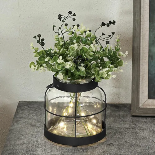 Florero de cristal vintage de granja, decoración rústica con plantas, flores, luces, jarrones de estilo retro para decoración del hogar, arreglo