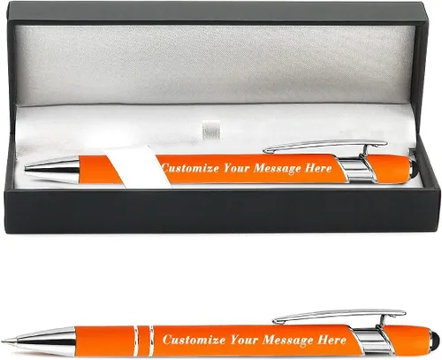 Miniatura 61 de 12 bolígrafos personalizados a granel con grabado sin nombre, bolígrafos personalizados con lápiz capacitivo, logotipo de mensaje de texto grabado