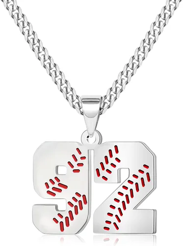 Miniatura 89 de Btysun Collares de béisbol de béisbol número 0-99 dijes de acero inoxidable para hombres, regalos de béisbol, papá, marido, regalo de Navidad