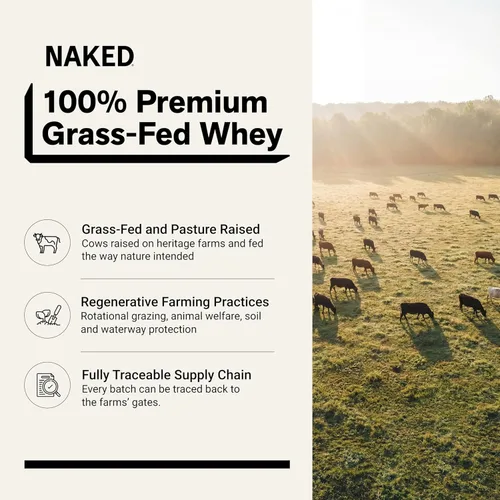 Miniatura 29 de NAKED Proteína de suero de vainilla 1 libra, solo 3 ingredientes, proteína de suero 100% natural de vacas alimentadas con pasto + vainilla + azúcar