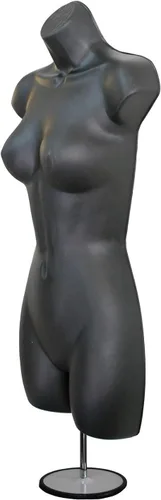 Miniatura 5 de 4 formas de maniquí negro con soportes de metal - Juego de maniquíes colgantes de torso largo para hombre, mujer, niño y bebé con cadera