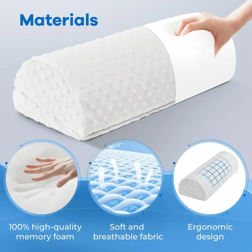 Miniatura 6 de anzhixiu Almohada de pierna de media luna para dormir de espalda, almohada de altura ajustable debajo de la rodilla para tobillos, almohada