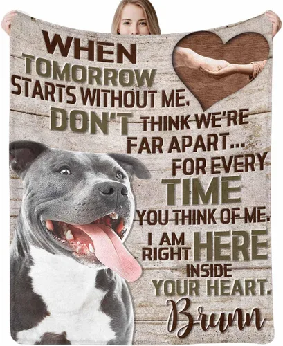 Artsadd Manta conmemorativa personalizada para perros con fotos de perro y nombre, manta conmemorativa personalizada para mascotas, recuerdo de
