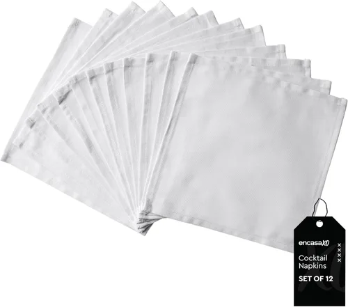 Miniatura 45 de Encasa XO Cocktail Cloth Napkins Set of 12 Pure Cotton Table Napkin Size (9"x9") B Grey Solid Machine Washable