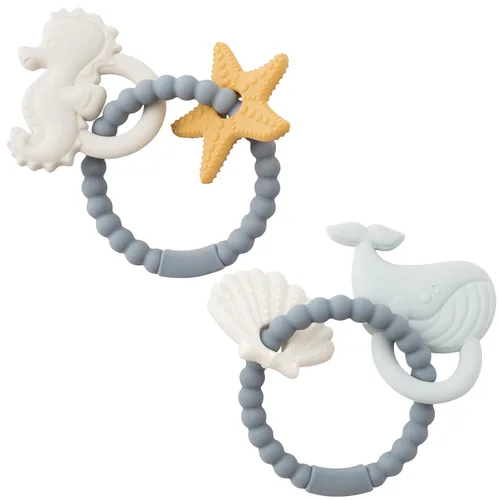 Miniatura 8 de Juguetes mordedores de silicona para bebés de Navidad, 2 piezas, anillo de dentición para regalo de ciervos, mordedor, suave, juguete sensorial