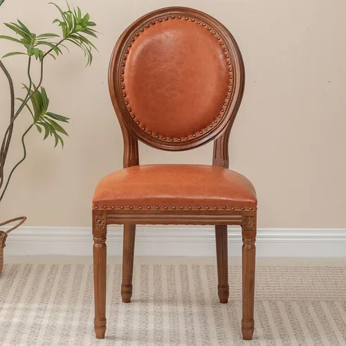 Miniatura 11 de Sillas de comedor de madera para casa de campo, sillas de cocina estilo país francés, silla vintage para sala de estar con respaldo redondo, silla
