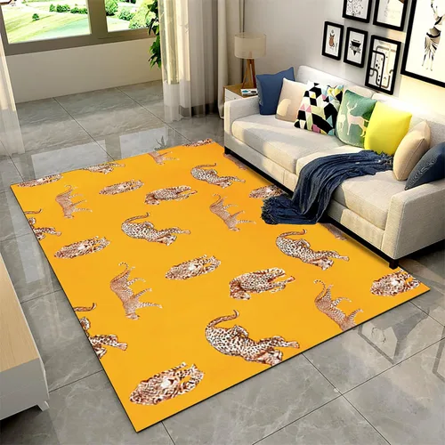 Miniatura 35 de Alfombra de área con estampado de leopardo, 3 x 5 pies, alfombra con estampado de guepardo africano majestuoso y vida silvestre, alfombra de pelo 15