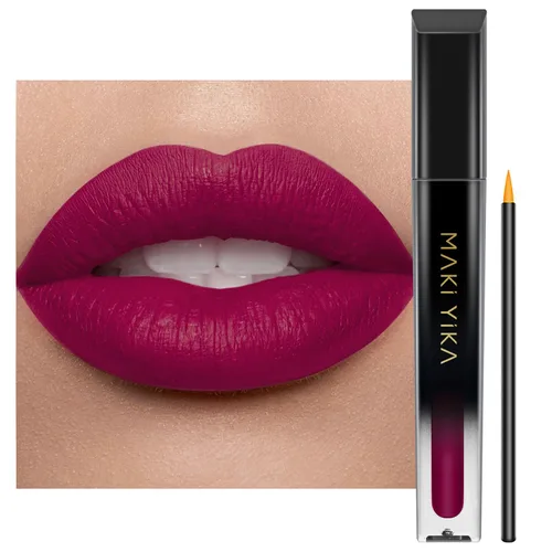 Miniatura 22 de MAKI YIKA Lápiz labial rojo burdeos para mujer, pintalabios de larga duración, sin manchas, mate, líquido, a prueba de transferencia, sin crueldad