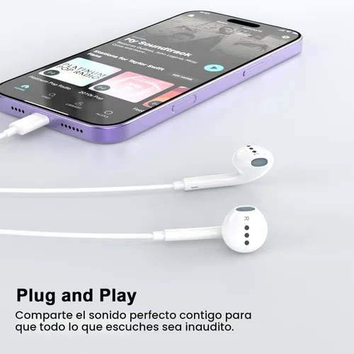 Miniatura 5 de [Certificado Apple MFi] Paquete de 2 auriculares Lightning, auriculares con cable True Plug and Play para iPhone con micrófono y control de volumen