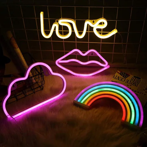 Miniatura 4 de MorTime - Bonitos letreros de luz LED neón para fiesta, accesorio de decoración de habitación de niñas, decoración de mesa, regalos para niños