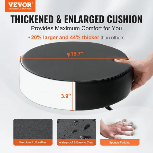 Miniatura 3 de VEVOR Taburetes rodantes con ruedas, capacidad de peso de 400 libras, taburete de altura ajustable con cojín de asiento ultra grueso, silla Negro