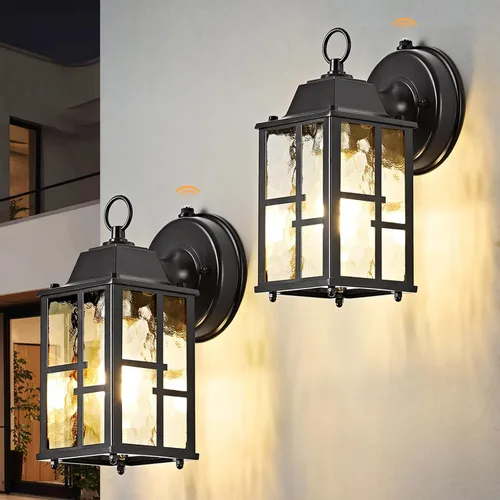 OKELI Lámparas de pared para exteriores del atardecer al amanecer, lámpara de exterior impermeable, iluminación de aplique para el porche delantero