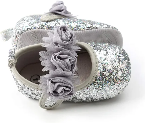 Miniatura 6 de OAISNIT Zapatos planos para bebé niña Mary Jane, zapatos de cuna con diadema