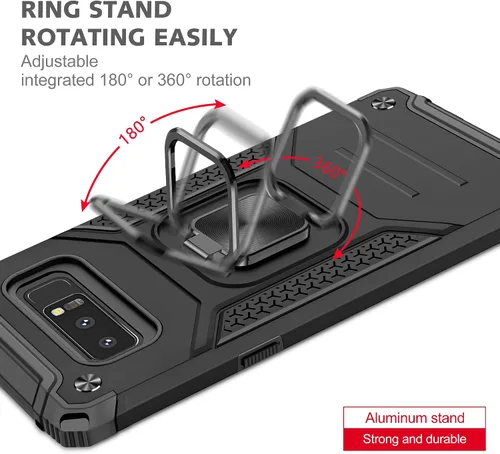 Miniatura 5 de YmhxcY Funda para Galaxy Note 8, funda para Galaxy Note 8 con protector de pantalla curvado 3D, fundas de grado armadura con soporte giratorio