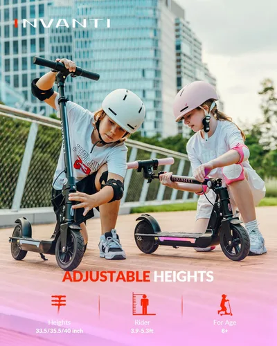 Miniatura 8 de INVANTI KS03 Scooter eléctrico para niños de 8 años en adelante, motor de pico de 350 W, máximo 12 mph y 10 millas, rueda sólida de 7 pulgadas, Rosa