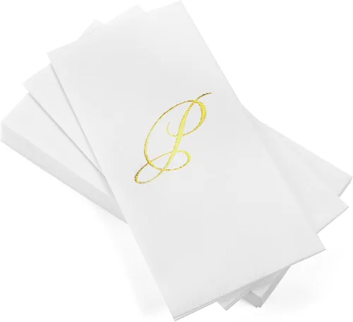 Miniatura 22 de AH AMERICAN HOMESTEAD Servilletas desechables – Servilletas doradas con monograma para invitados, servilletas acolchadas como tela para baño