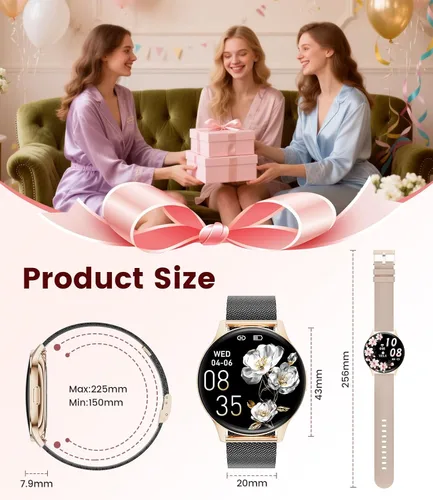 Miniatura 8 de LIGE Reloj inteligente para mujer, pantalla AMOLED de 1.43 pulgadas con respuesta/llamada para iPhone/Android/Samsung, rastreador de actividad
