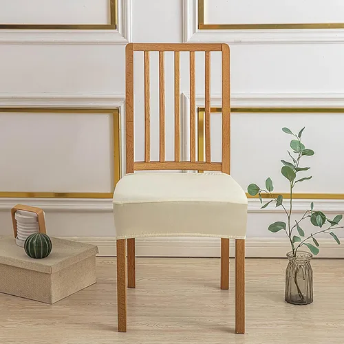 Miniatura 2 de Soft Dining Chair Seat Covers Set of 2, Velvet Seat Covers for Dining Room Chair Removable Washable Dining Room Chair Covers-Beige-2 Piece