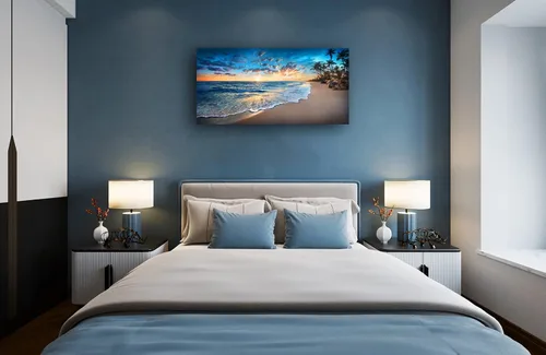 Miniatura 6 de Jiuqinghua Impresiones en lienzo para pared, pinturas de paisaje oceánico de playa azul, 1 panel, puesta de sol, olas del mar, decoración de pared