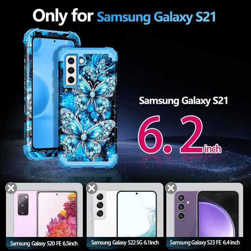 Miniatura 2 de Casetego Funda compatible con Galaxy S21 5G, tres capas, resistente, a prueba de golpes, protección completa, policarbonato duro y TPU suave