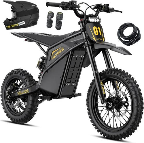 Miniatura 16 de Heybike Villain - Motocicleta eléctrica de motocross de 4160 W E con batería de 52 V 26 AH, motocicleta eléctrica de neumático grueso de 14