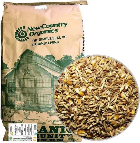 New Country Organics | Alimento para pollo | Alimento para arañazos para aves de corral adultas | Sin soja | 9% de proteína | Certificado orgánico y