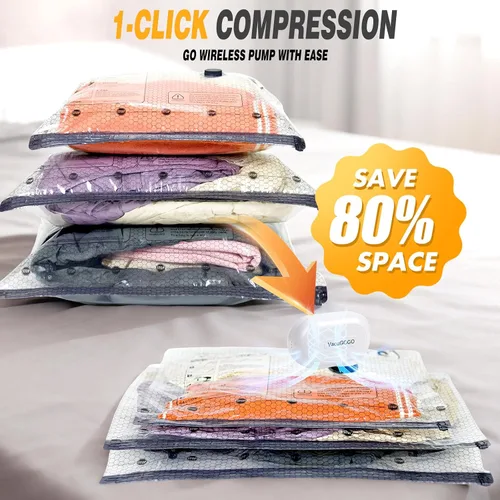 Miniatura 3 de Travel Vacuum Storage Bags with Pump, Carry-on Luggage Compression Bags + Portable Electric Pump, 80% Space Saver for Clothes, Vacuum Seal Bags for