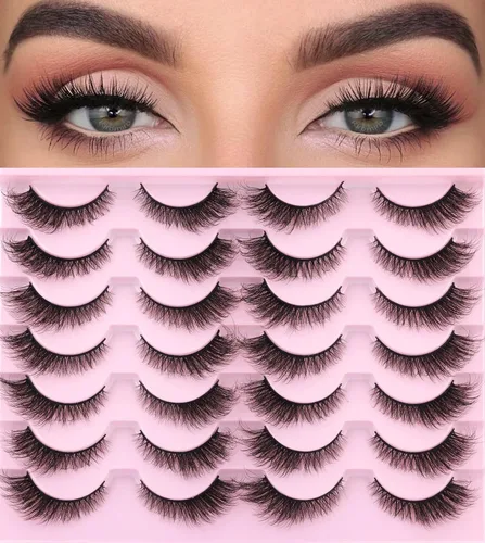 Pestañas Postizas de Aspecto Natural Pestañas de Visón Sintético Wispy Pestañas de Ojo de Zorro que Parecen Extensiones Pestañas de Visón 3D