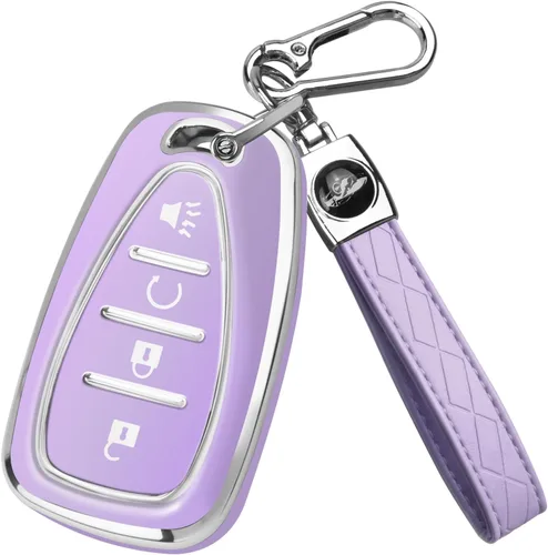 Miniatura 9 de FT FUNTOR Funda para llavero Chevrolet, funda de llave de TPU de 4 botones con borde dorado, compatible con Chevrolet Equinox Bolt Sonic Trax Blazer
