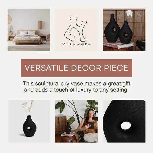 Miniatura 3 de Silke - Jarrón decorativo grande y moderno, mediano, color negro