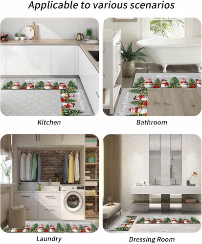 Miniatura 6 de Tapete de baño de muñeco de nieve de Navidad para bañera, antideslizante, de secado rápido y absorbente, tierra de diatomeas, fregadero de ducha