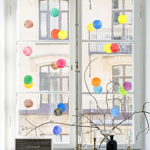 Miniatura 7 de Calcomanías de pared de lunares coloridos, pegatinas de pared de puntos de acuarela para niños, bebés, niñas, adolescentes y habitación de guardería