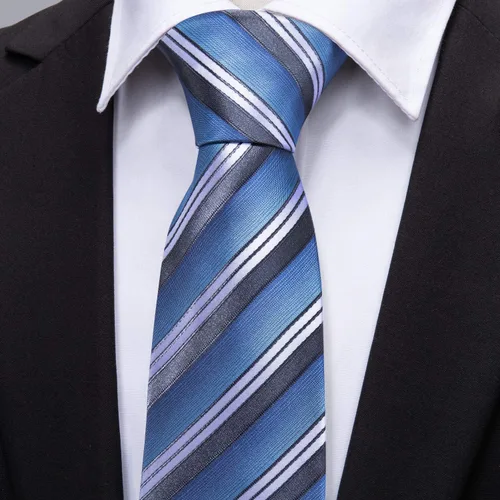 Miniatura 342 de Barry.Wang Juego de corbatas para hombre, corbata de seda a rayas, tejido a cuadros, gemelos formales, negocios, boda
