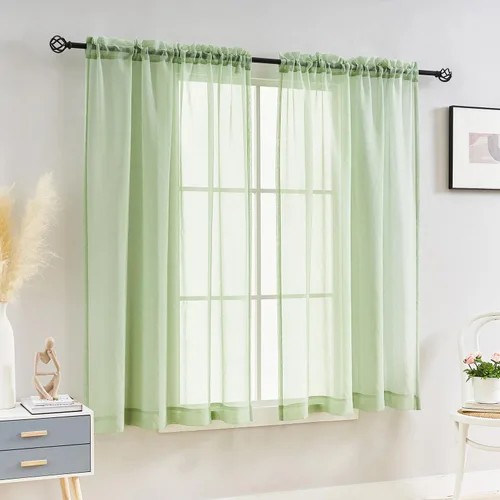 Miniatura 98 de Cortinas para ventana cortinas blancas traslúcidas de 90 pulgadas de largo, 2 paneles de cortinas de tul, paneles de ventana para cortinas de Blanco