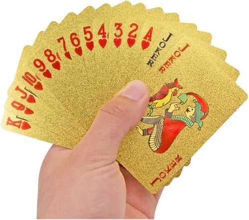 Miniatura 6 de Paquete de 2 cartas de póquer de diamantes de oro y plata, impermeables, de plástico dorado y plateado, altamente flexibles, 2 barajas de cartas