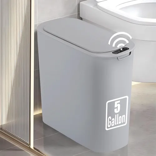 Miniatura 9 de TIPGO Cubo de basura de 5 galones con sensor de movimiento para baño con tapa, cubo de basura automático sin contacto, cesta de basura inteligente