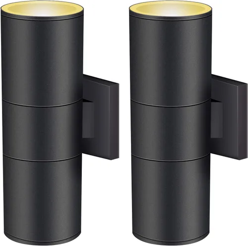 wowlite Luces modernas de pared para exteriores, luces arriba y abajo, aplique cilíndrico de montaje en pared, negro mate, luces exteriores paquete