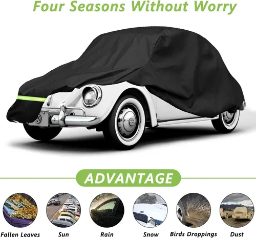 Miniatura 3 de YIXIN Fundas impermeables para coche para Volkswagen Beetle Bug Sedan 1960-1980, cubiertas de coche 190T, ajuste al cliente, correa resistente al
