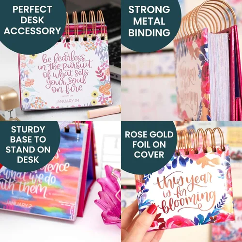 Miniatura 5 de bloom daily planners Caballete de escritorio perpetuo sin fecha con citas motivacionales, calendario inspirador para mujeres, página a día