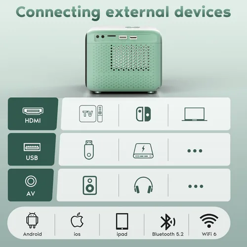 Miniatura 7 de Proyector Native 1080P con WiFi y Bluetooth, proyector de películas con enfoque automático, compatible con teléfono/TV