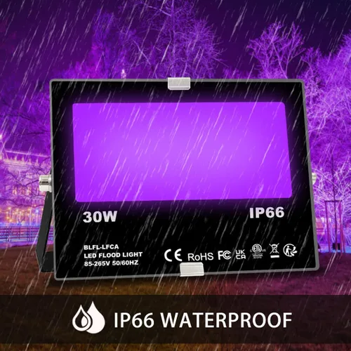 Miniatura 6 de MELPO Luz negra de 30 W LED de luz negra para exteriores para fiesta brillante, decoración de Halloween, pintura corporal, póster fluorescente
