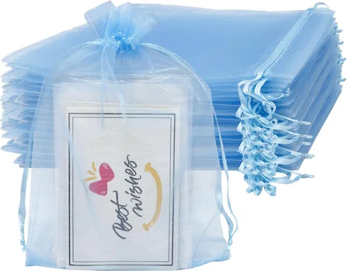 Miniatura 19 de Jexila 100 bolsas de regalo de organza dorada de 4 x 6 pulgadas, pequeñas bolsas de malla con cordón, bolsas para joyas, bodas, fiestas, bolsas